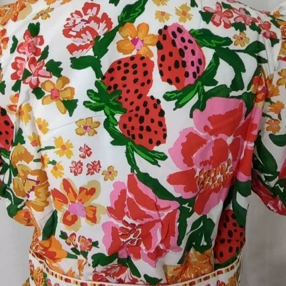 FARM RIO Romper XL Floral Off-White Flowerful Sketch Belted NEW - Picture 11 of 16